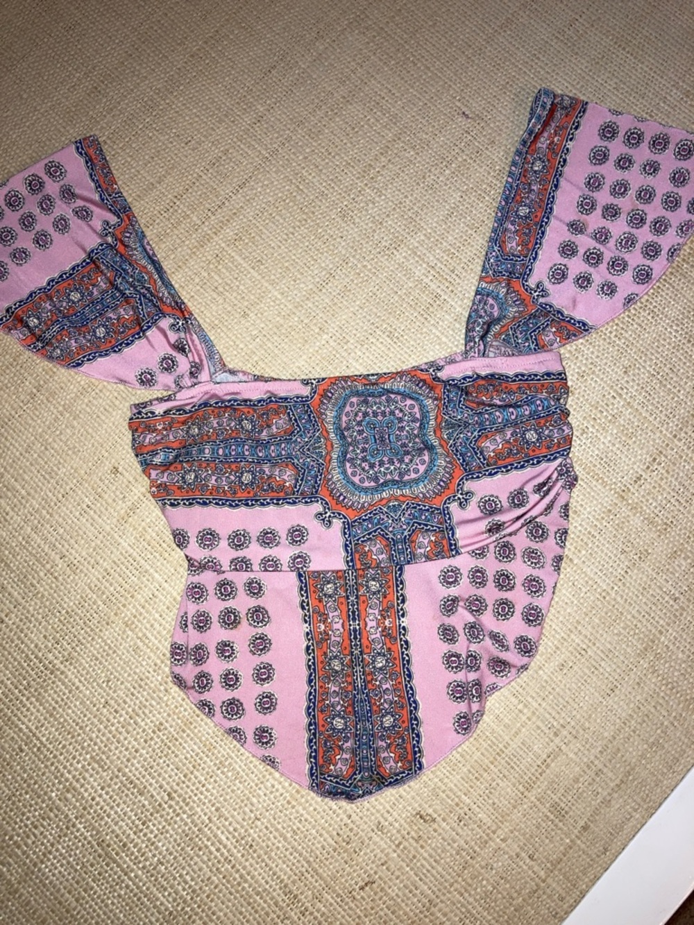 Urban Outfitters Pink Boho Print Women’s Off-Shoulder crop Top Sz S